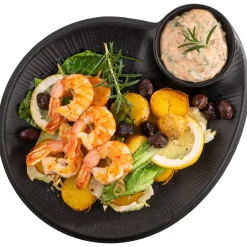 APS Assiette avec ramequin mélamine noir 30x25x2,5 cm Nero Sale
