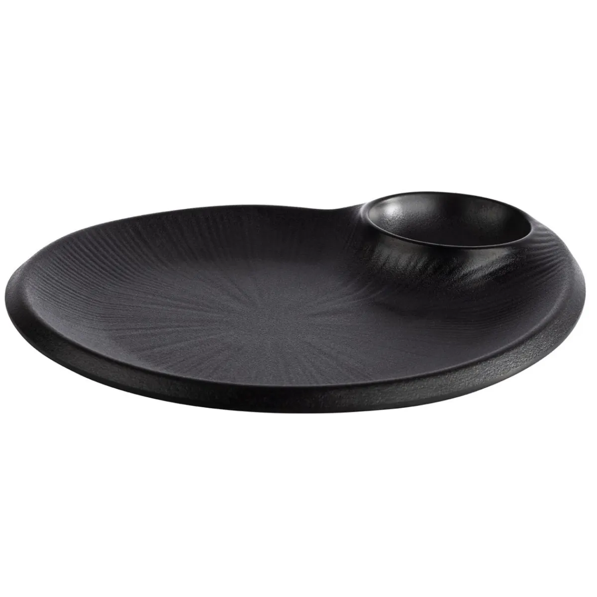 Assiette avec ramequin mélamine noir 24x20x2,5 cm Nero - APS Hot