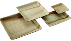 Assiette bois carré 10x10x1,5 cm Oxstal (100 pièces) - PRO.MUNDI New