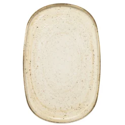 PRO.MUNDI Assiette à bord droit ovale beige porcelaine 34x22 cm Lunéa Outlet