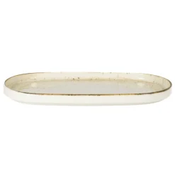 PRO.MUNDI Assiette à bord droit ovale beige porcelaine 34x22 cm Lunéa Outlet