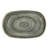 PRO.MUNDI Assiette à bord droit ovale gris anthracite porcelaine 34x22 cm Terra Sale