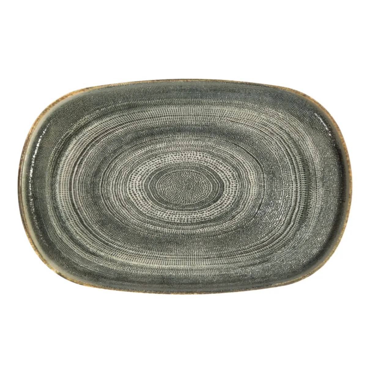 PRO.MUNDI Assiette à bord droit ovale gris anthracite porcelaine 34x22 cm Terra Sale