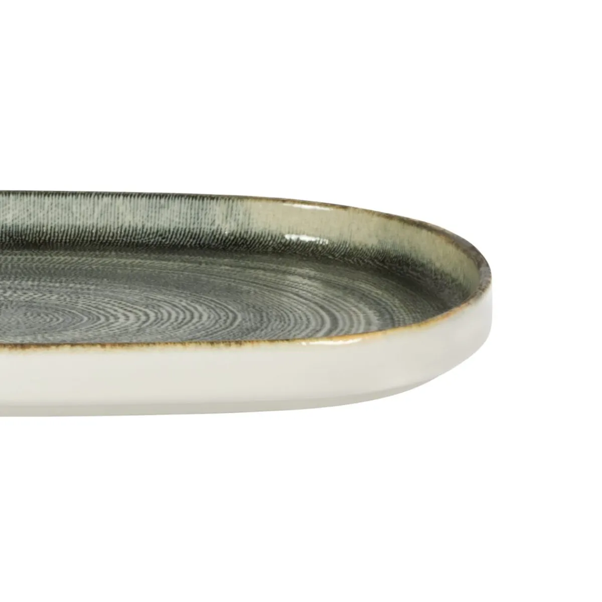 PRO.MUNDI Assiette à bord droit ovale gris anthracite porcelaine 34x22 cm Terra Sale