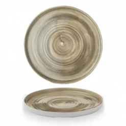 Assiette à bord droit rond antic taupe porcelaine vitrifiée Ø 26 cm Stonecast Patina - CHURCHILL Best