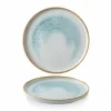 Assiette à bord droit rond Aquamarine porcelaine vitrifiée Ø 21 cm Homespun Accents - CHURCHILL Outlet