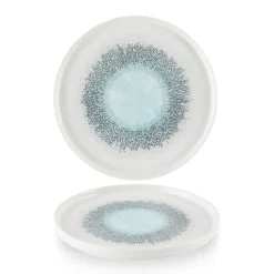 CHURCHILL Assiette à bord droit rond Aquamarine porcelaine vitrifiée Ø 26 cm Fusion New