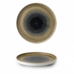 Assiette à bord droit rond aqueous bayou porcelaine vitrifiée Ø 26 cm Stonecast Aquaeous - CHURCHILL New