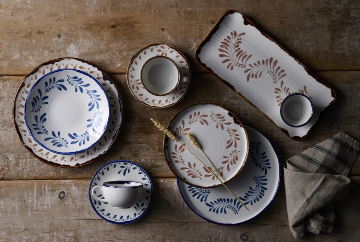 DUDSON Assiette à bord droit rond blanc porcelaine vitrifiée Ø 21 cm Harvest Mediterranean Discount