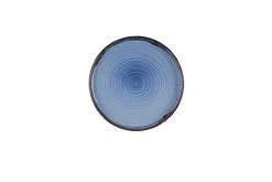 Assiette bord droit rond bleu indigo porcelaine vitrifiée Ø 21 cm Harvest - DUDSON Clearance