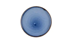 DUDSON Assiette bord droit rond bleu indigo porcelaine vitrifiée Ø 26 cm Harvest Sale