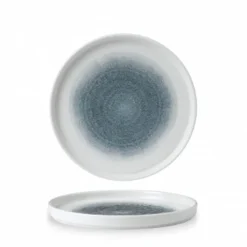 CHURCHILL Assiette à bord droit rond bleu porcelaine vitrifiée Ø 21 cm 26x26 cm Raku Topaz