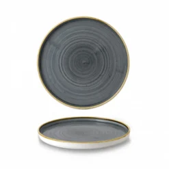 CHURCHILL Assiette à bord droit rond blueberry porcelaine vitrifiée Ø 21 cm Stonecast New