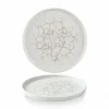 Assiette à bord droit rond gris porcelaine vitrifiée Ø 21 cm Kintsugi Pearl Grey - CHURCHILL