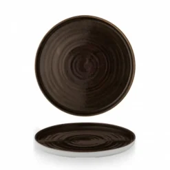 Assiette à bord droit rond iron black porcelaine vitrifiée Ø 21 cm 19,2 cm Stonecast Patina - CHURCHILL Clearance