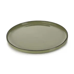 REVOL Assiette à bord droit rond kaki porcelaine culinaire Ø 33 cm  Caractère Outlet