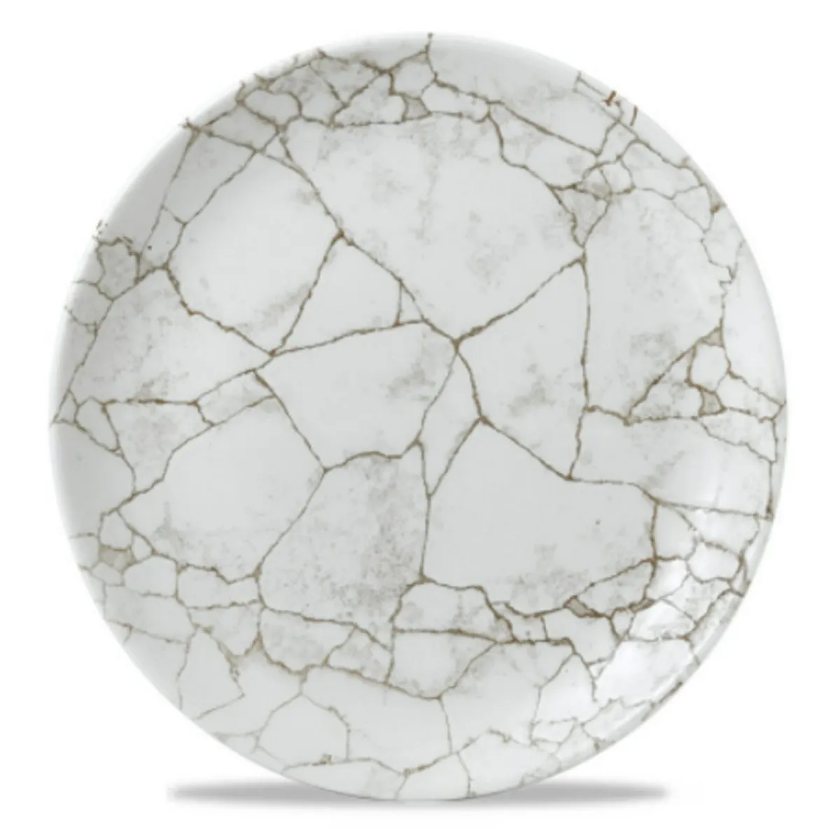 CHURCHILL Assiette à bord droit rond marron porcelaine vitrifiée Ø 21 cm Kintsugi Agate Grey Sale