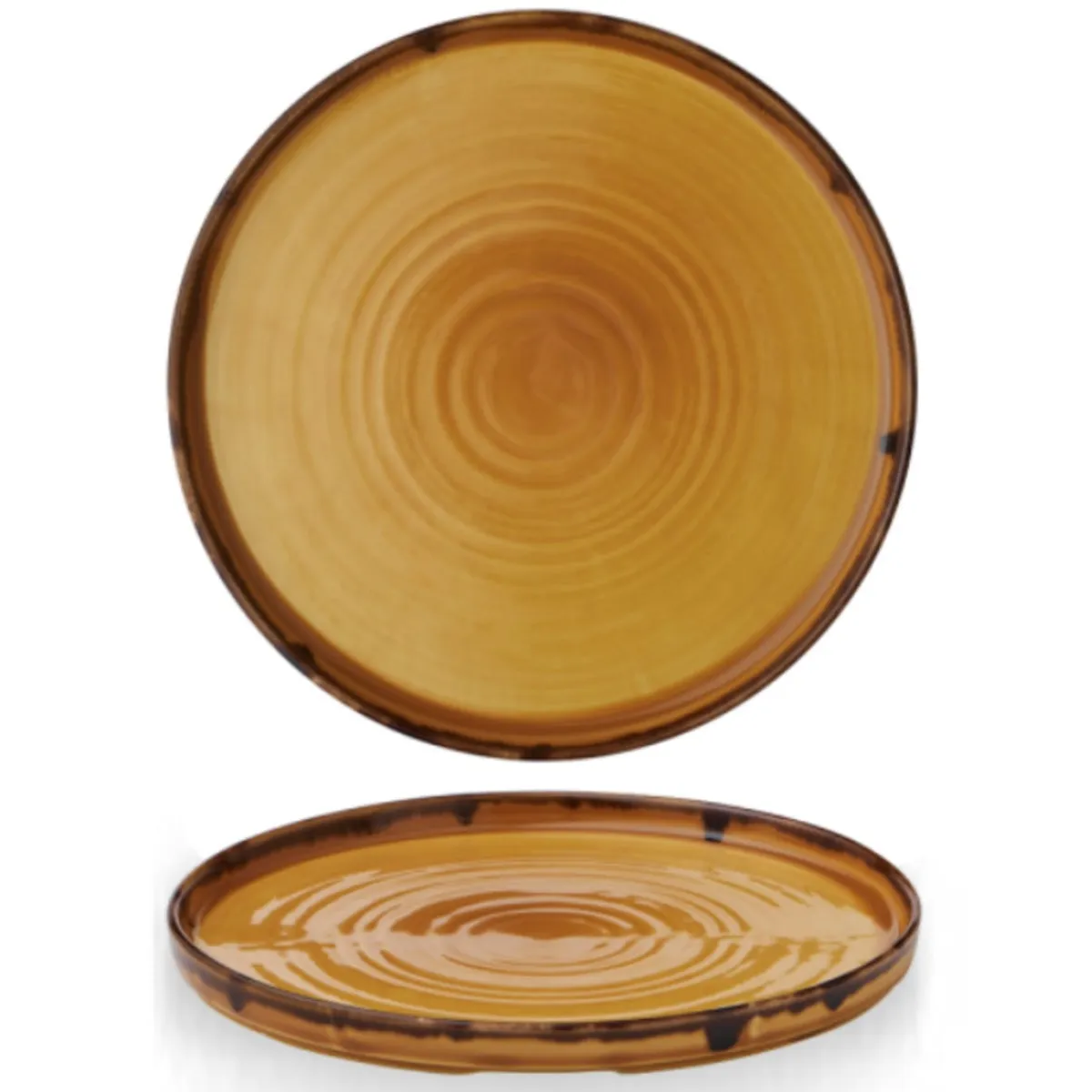 DUDSON Assiette à bord droit rond Mustard porcelaine vitrifiée Ø 21 cm Harvest Hot