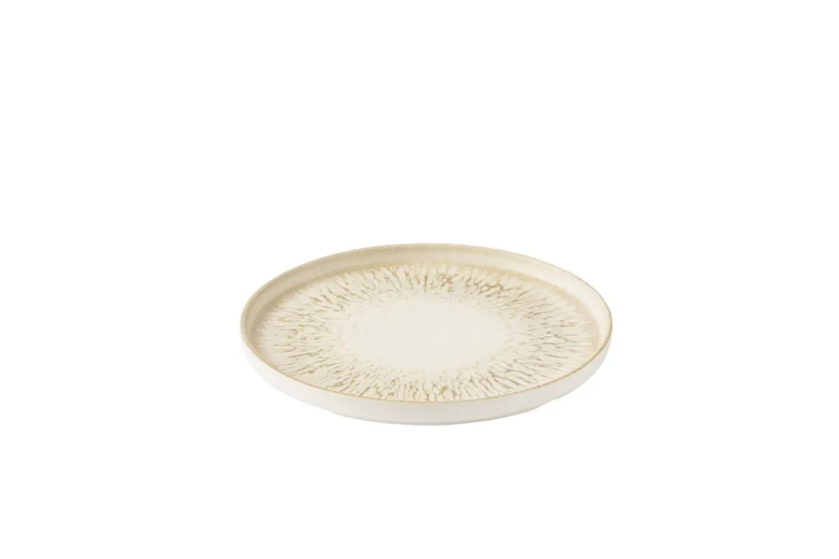 CHURCHILL Assiette à bord droit rond Natural porcelaine vitrifiée Ø 26 cm Inked Lume Discount
