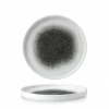 CHURCHILL Assiette à bord droit rond noir porcelaine vitrifiée Ø 21 cm 34,4x23,4 cm Raku Quartz Discount