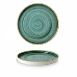 Assiette à bord droit rond Samphire porcelaine vitrifiée Ø 21 cm 30x19,9 cm Stonecast Samphire - CHURCHILL Discount