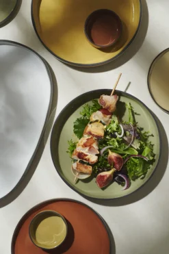 REVOL Assiette à bord droit rond vert porcelaine culinaire Ø 33 cm Caractère Sale