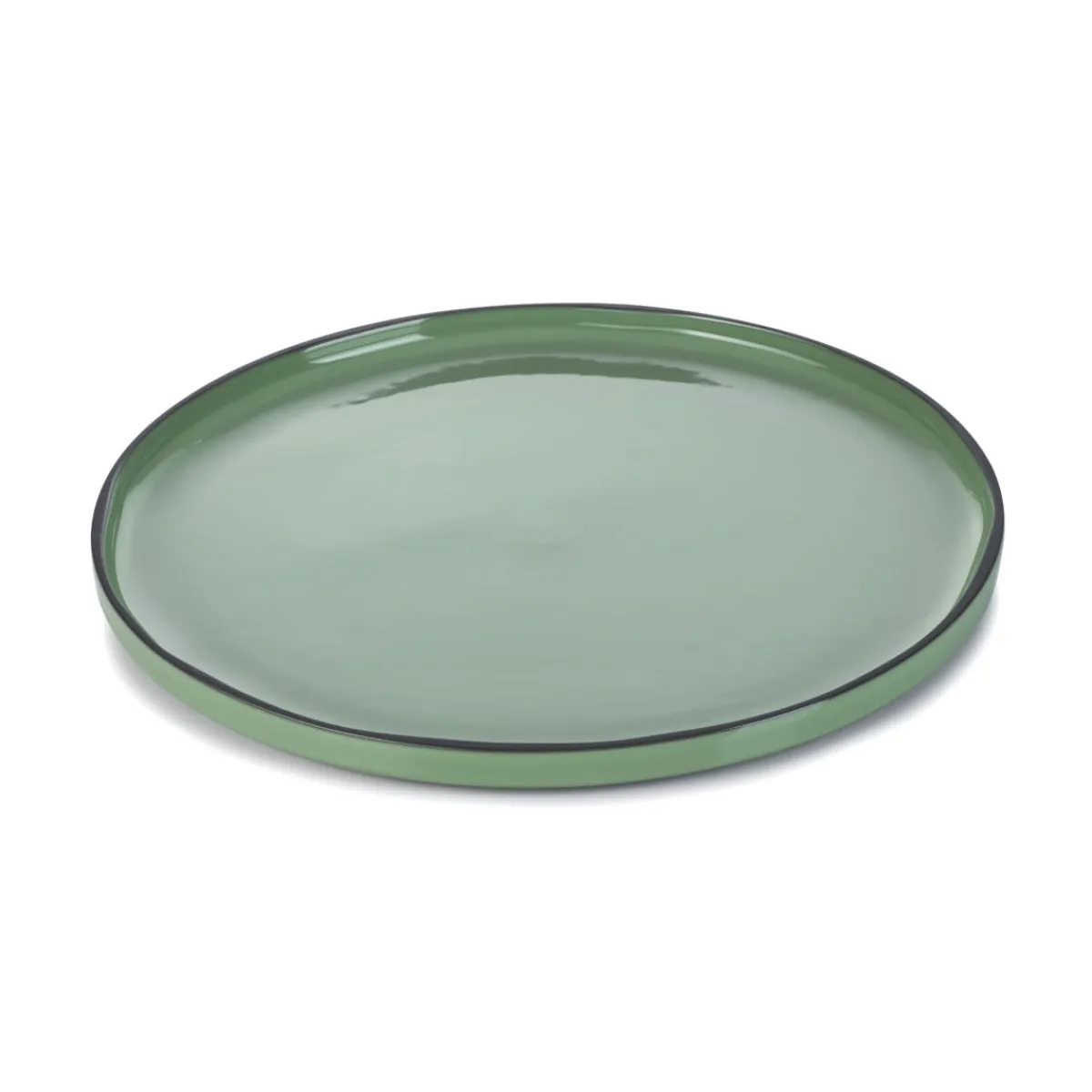 REVOL Assiette à bord droit rond vert porcelaine culinaire Ø 33 cm Caractère Sale