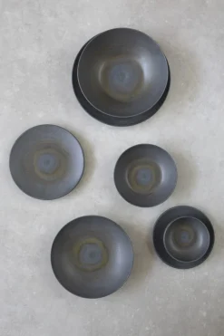 ACCOLADE Assiette bowl rond gris brun grès émaillé Ø 24 cm Enigma Hot
