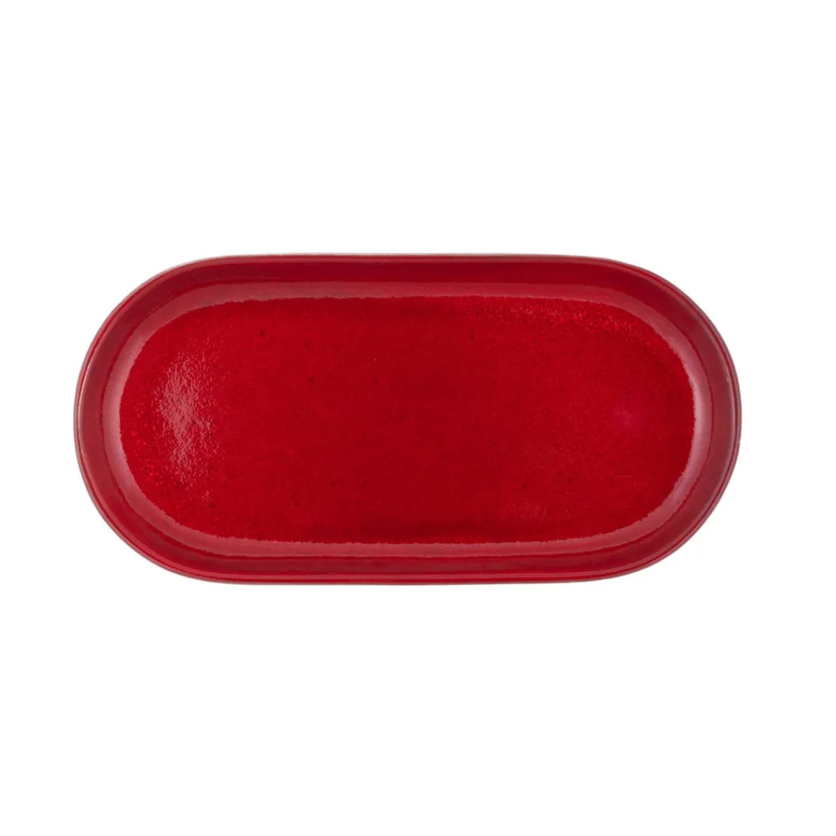 PRO.MUNDI Assiette à burger ovale rouge grès émaillé 29x14 cm Gres Couleur Outlet
