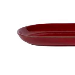 PRO.MUNDI Assiette à burger ovale rouge grès émaillé 29x14 cm Gres Couleur Outlet