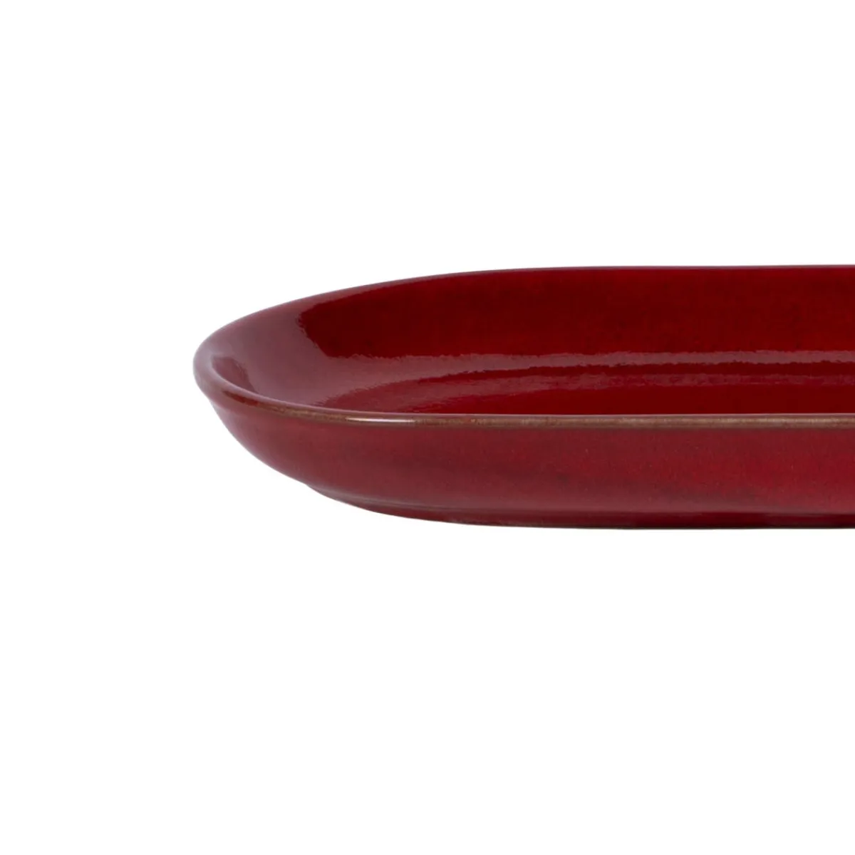 PRO.MUNDI Assiette à burger ovale rouge grès émaillé 29x14 cm Gres Couleur Outlet