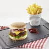 REVOL Assiette à burger rectangulaire noir porcelaine culinaire 33x20 cm Basalt New