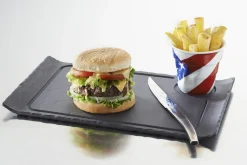 REVOL Assiette à burger rectangulaire noir porcelaine culinaire 33x20 cm Basalt New