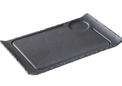 REVOL Assiette à burger rectangulaire noir porcelaine culinaire 33x20 cm Basalt New