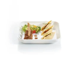 ARCOROC Assiette carré blanc verre opal 20x20 cm Restaurant Outlet