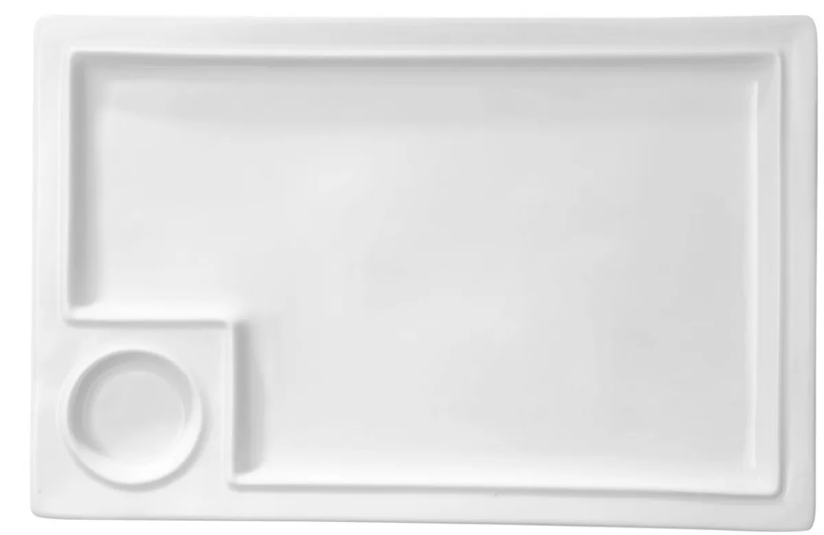 PRO.MUNDI Assiette à compartiments rectangulaire blanc porcelaine 35,5x23 cm New