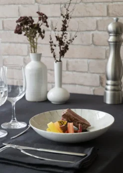 ACCOLADE Assiette coupe creuse gris grès émaillé Ø 22 cm Sirocco Outlet