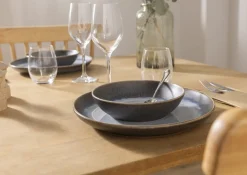 PRO.MUNDI Assiette coupe creuse rond bleu glacier grès émaillé Ø 22 cm Snow Discount
