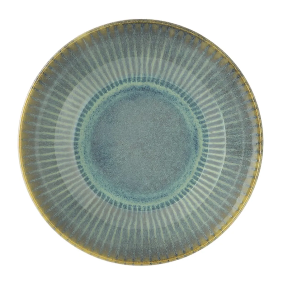 ACCOLADE Assiette coupe creuse rond bleu vert grès émaillé Ø 22 cm Lotus Outlet