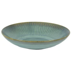 ACCOLADE Assiette coupe creuse rond bleu vert grès émaillé Ø 22 cm Lotus Outlet