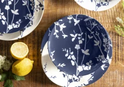 ESSENTIALS COLLECTION Assiette coupe creuse rond bleu porcelaine Ø 21 cm Flora Clearance