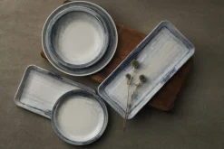 Assiette coupe creuse rond bleu porcelaine vitrifiée Ø 21 cm Finca Limestone - DUDSON