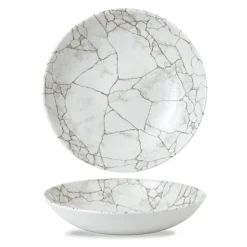 CHURCHILL Assiette coupe creuse rond gris porcelaine vitrifiée Ø 24,8 cm Kintsugi Agate Grey Clearance