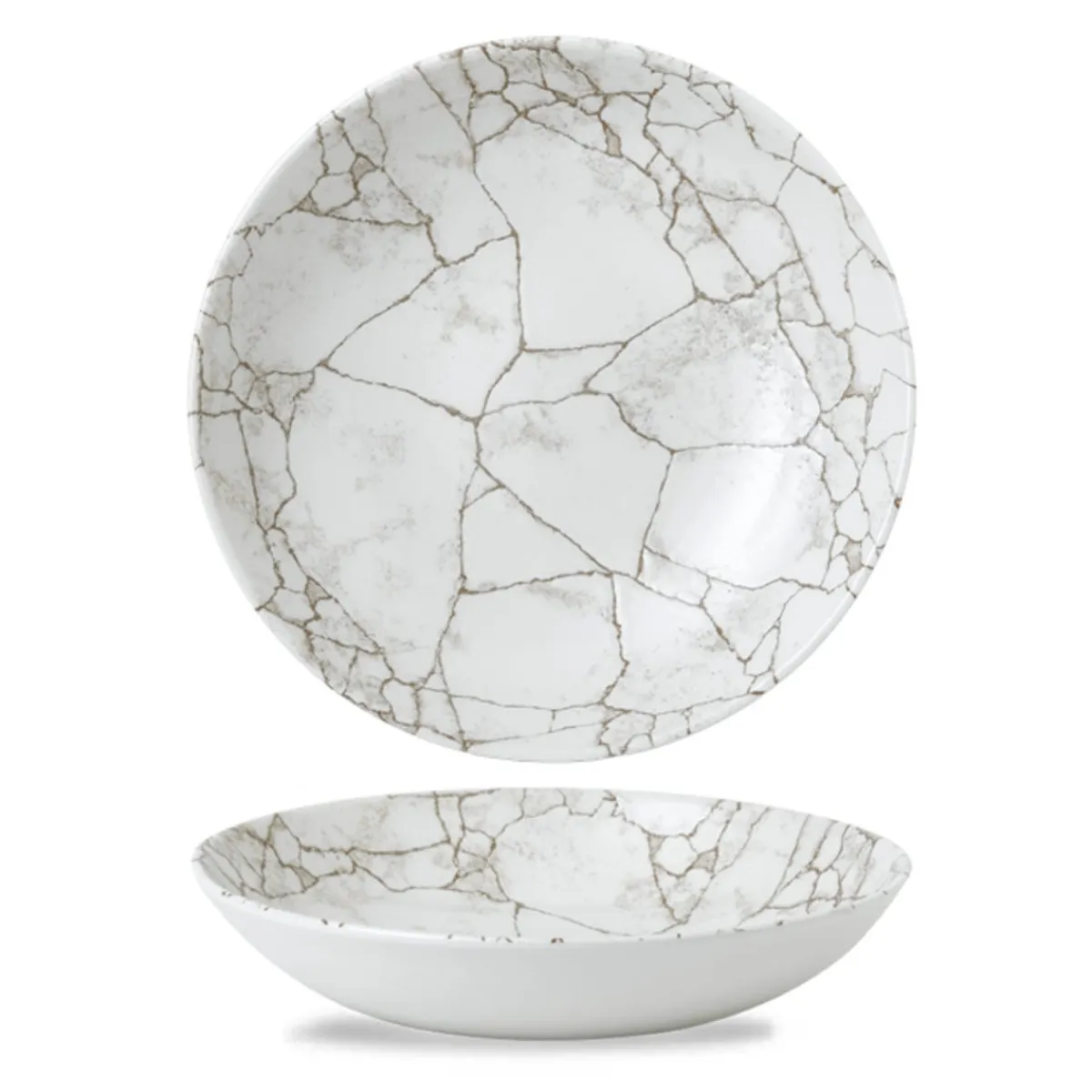 CHURCHILL Assiette coupe creuse rond gris porcelaine vitrifiée Ø 24,8 cm Kintsugi Agate Grey Clearance