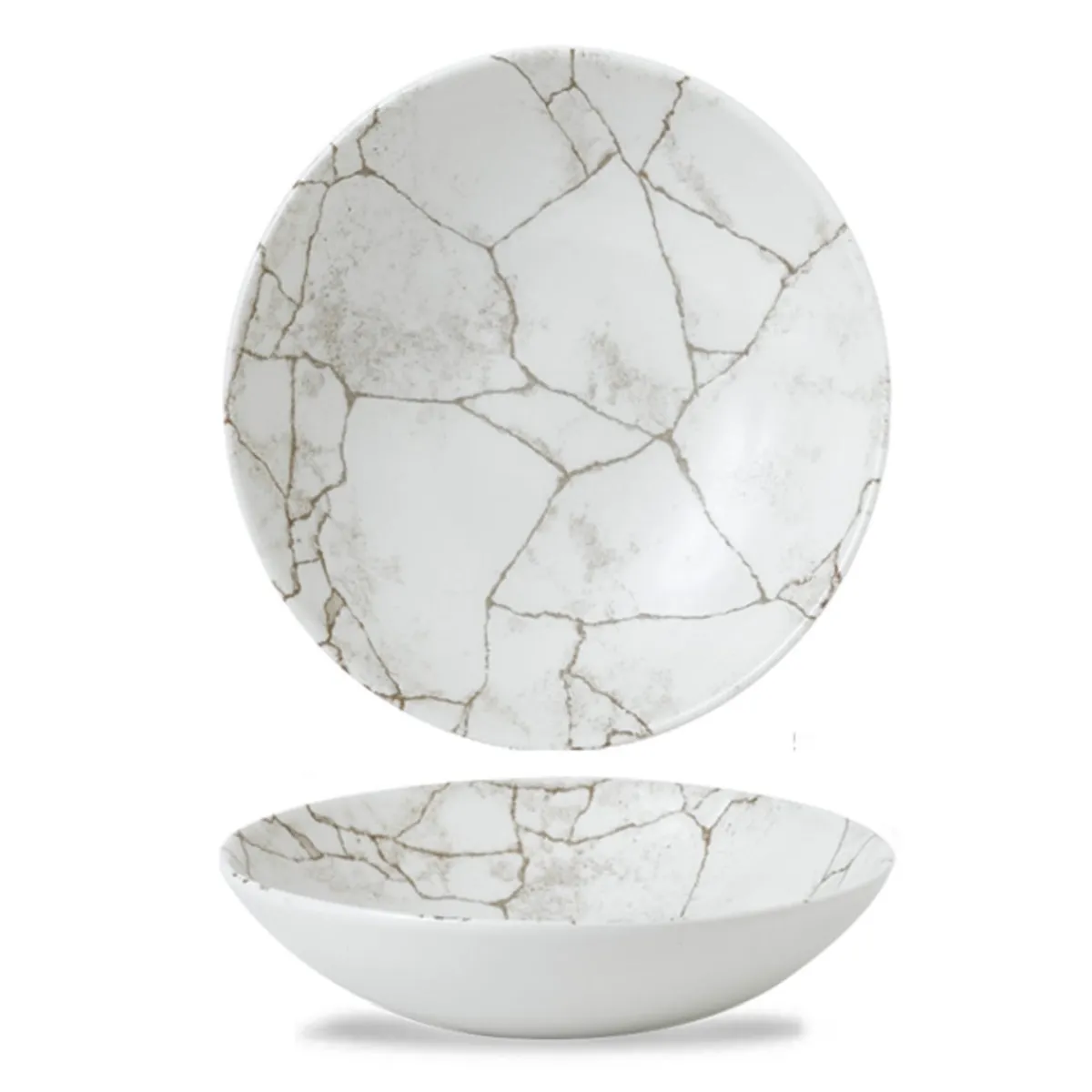 Assiette coupe creuse rond gris porcelaine vitrifiée Ø 18,2 cm Kintsugi Agate Grey - CHURCHILL Online
