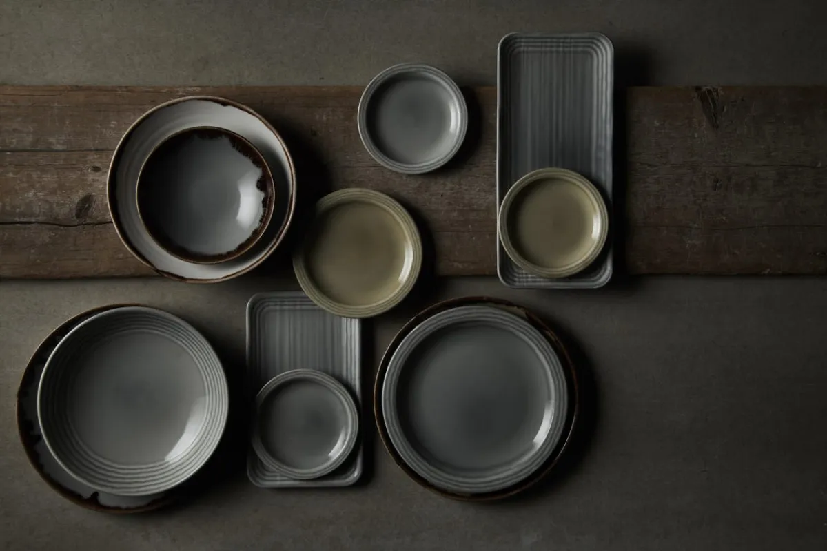 Assiette coupe creuse rond gris porcelaine vitrifiée Ø 24,8 cm Harvest Norse - DUDSON New