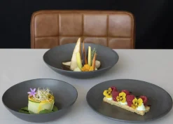 Assiette coupe creuse rond gris brun grès émaillé Ø 17 cm Enigma - ACCOLADE