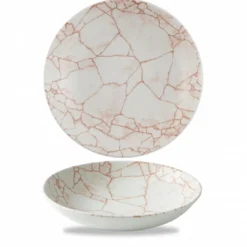 CHURCHILL Assiette coupe creuse rond orange porcelaine vitrifiée Ø 24,8 cm Kintsugi Corail New