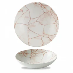 Assiette coupe creuse rond orange porcelaine vitrifiée Ø 18,2 cm Kintsugi Corail - CHURCHILL