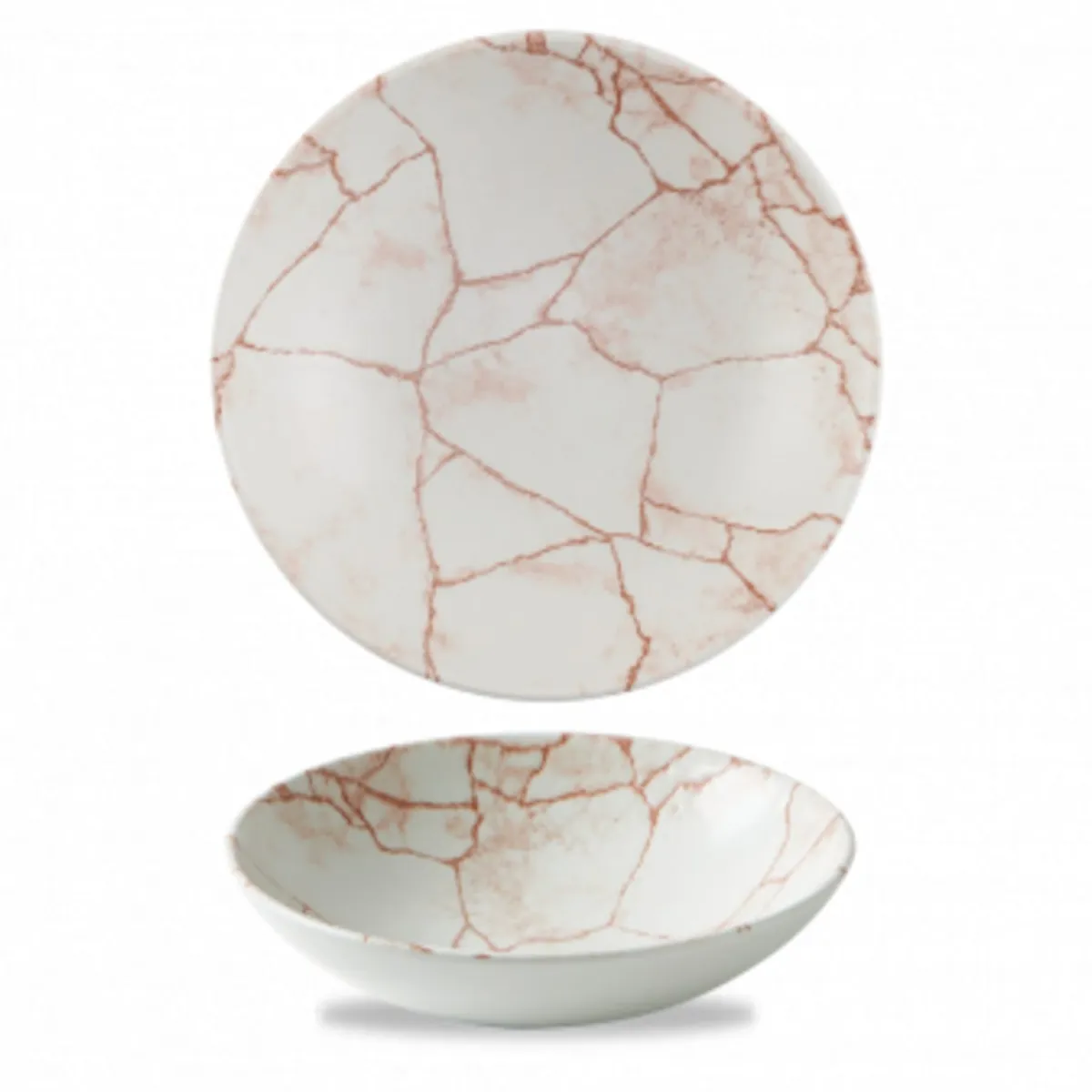 Assiette coupe creuse rond orange porcelaine vitrifiée Ø 18,2 cm Kintsugi Corail - CHURCHILL